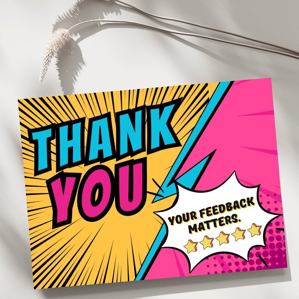 50 Thank You Cards 4 x 3" Pop Art